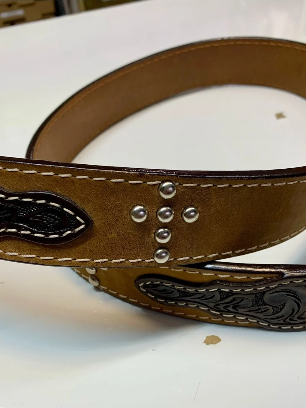 Ranger Belt Co. Men's Leather Western Belt Size 42 w/ Nocona Buckle